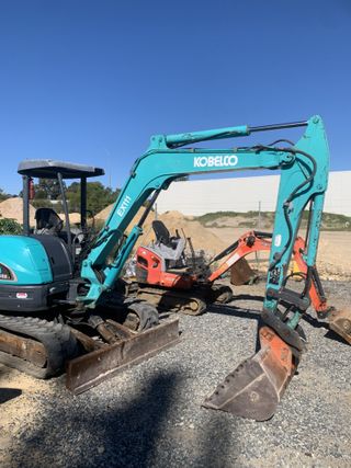 Professional Kobelco mini excavators performing precision excavation work in Mandurah - reliable equipment for trenching and digging